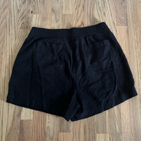 Old Navy Linen Blend Shorts Black Pockets Elastic L - Picture 4 of 4